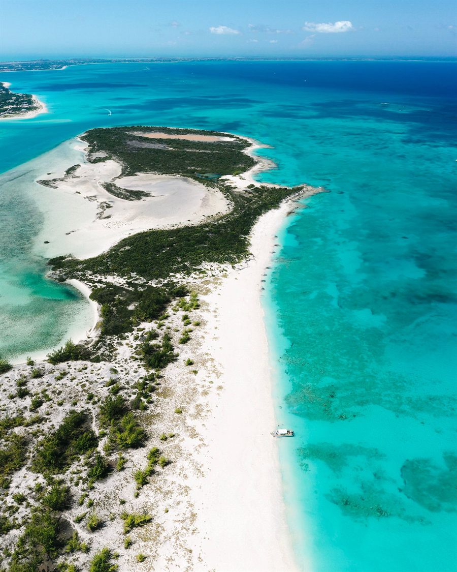 White-sand spit in the Turks and Caicos