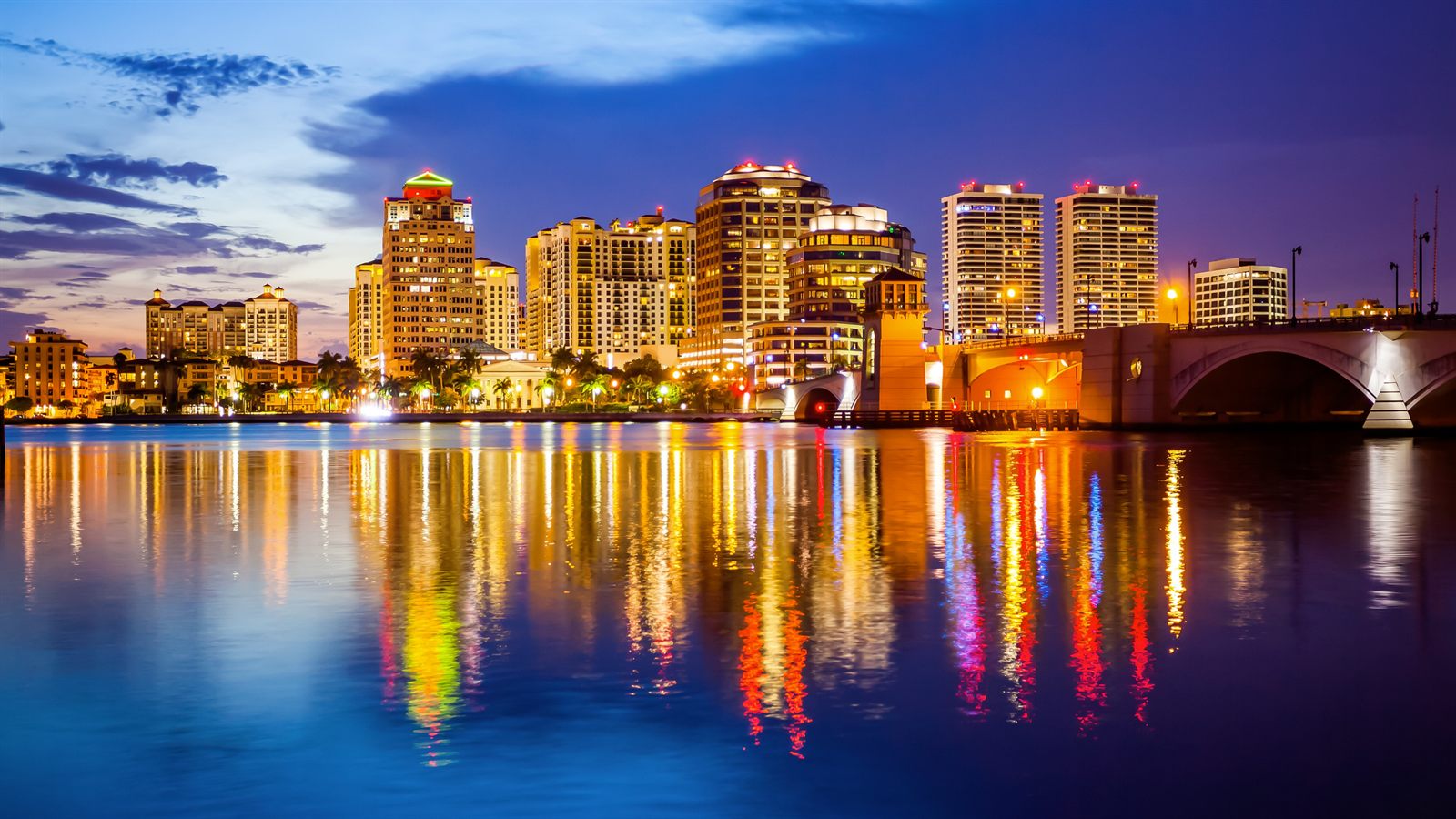 West Palm Beach skyline at night